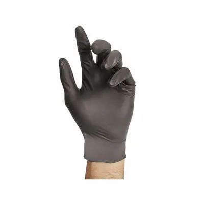 Stellar Plus Nitrile Exam Gloves, Black, 6 mil, Large (100/Box)