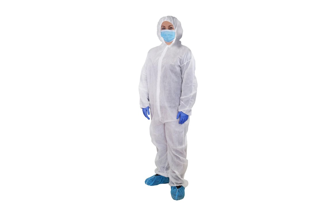 Disposable Hooded Coveralls, White, Large (25/Case)
