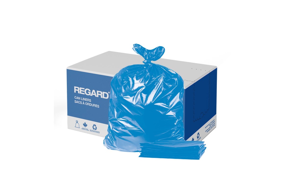 REGARD® Blue Recycling Bags 26" x 36", Strong, ECOLOGO (200/Case)